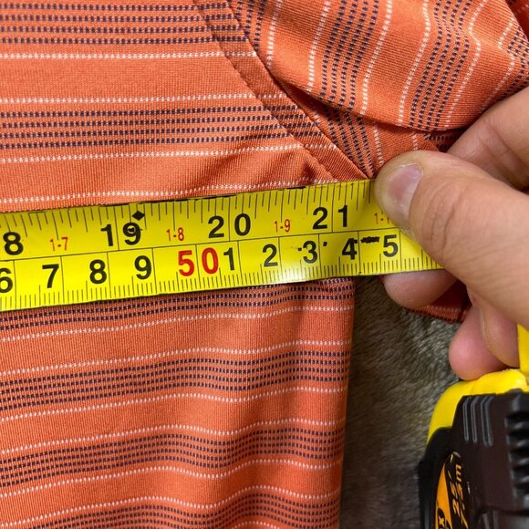 Brooks Brothers Polo Shirt Mens Large Orange Striped Performance Casual Golf - Picture 5 of 9